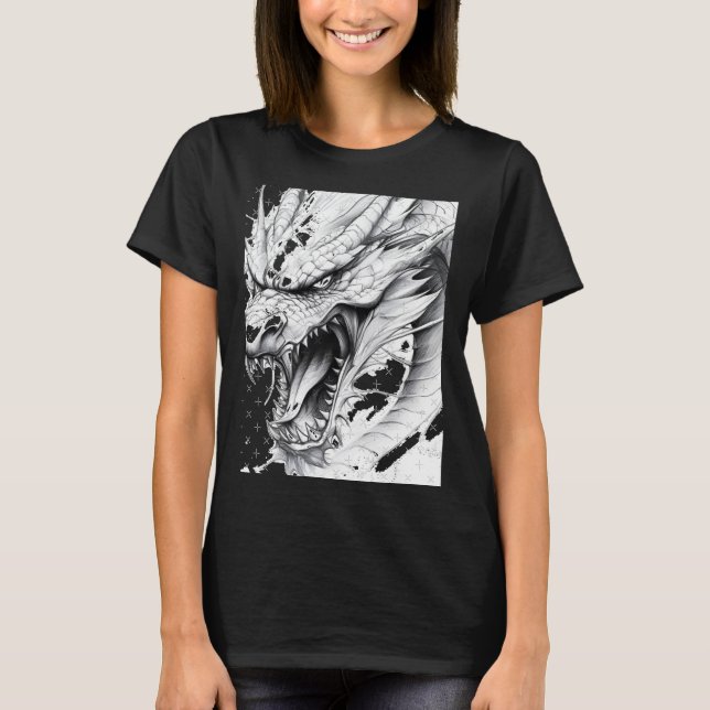 Realistic Dragon Drawing Sticker1  T-Shirt (Vorderseite)