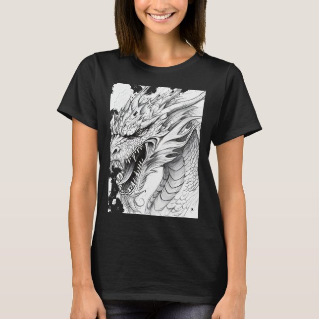 Realistic Dragon Drawing Sticker  T-Shirt (Vorderseite)