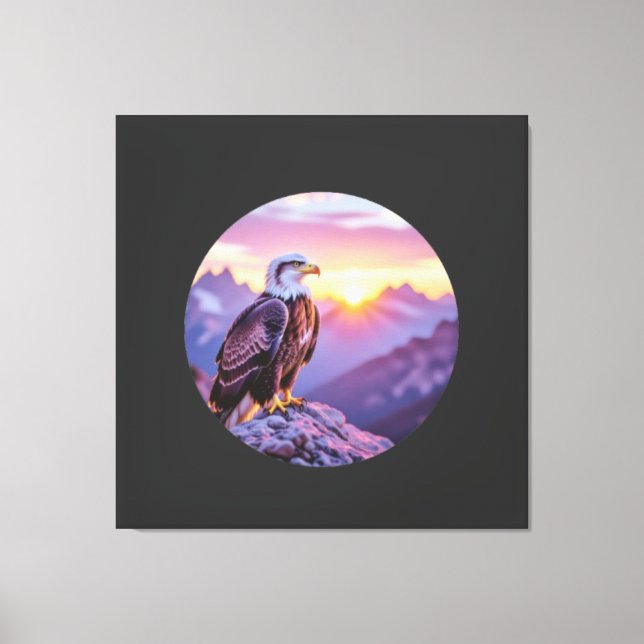Realistic Eagle on Rock – Majestic Wildlife Scene Leinwanddruck (Vorderseite)