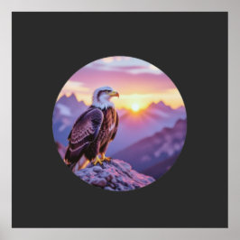 Realistic Eagle on Rock – Majestic Wildlife Scene Poster
