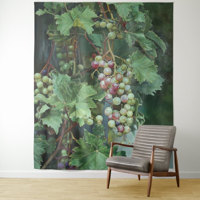 Realistic Grape Vine with Leaves – Fine Art Wandteppich (Beispiel)