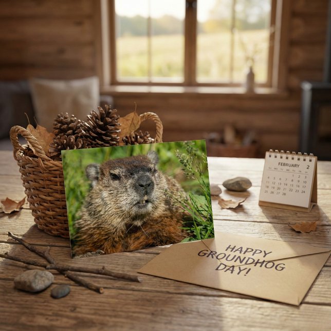 Realistic Groundhog Close Up Nature Wildlife Photo Postkarte (Von Creator hochgeladen)