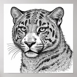 Realistic Leopard Print Skin/Fur Coloring Template Poster