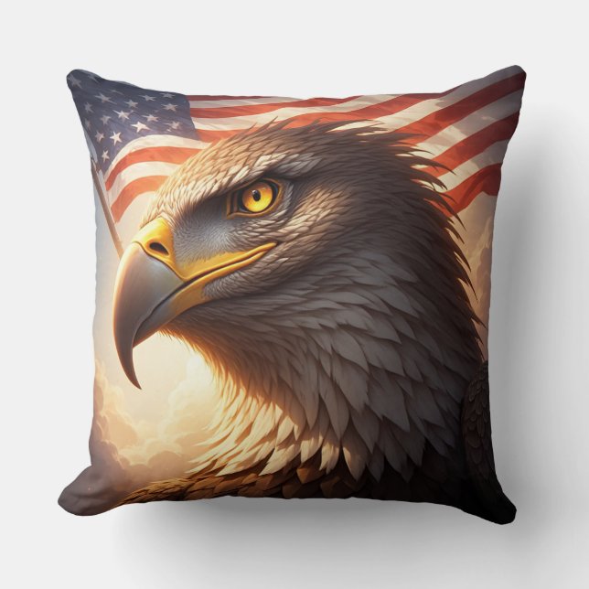 Realistic Majestic patriotic Eagle USA pride Kissen (Vorderseite)