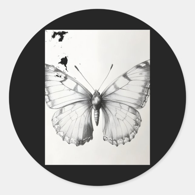 Realistic Monarch Butterfly Pencil Drawing Sticker (Vorderseite)