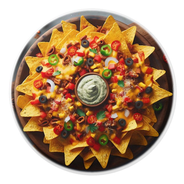 Realistic Plate of Nachos Funny Keramikknauf (Vorderseite)