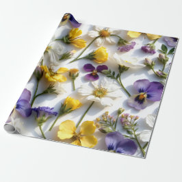Realistic Pressed Flower Spring Gift Wrap Geschenkpapier
