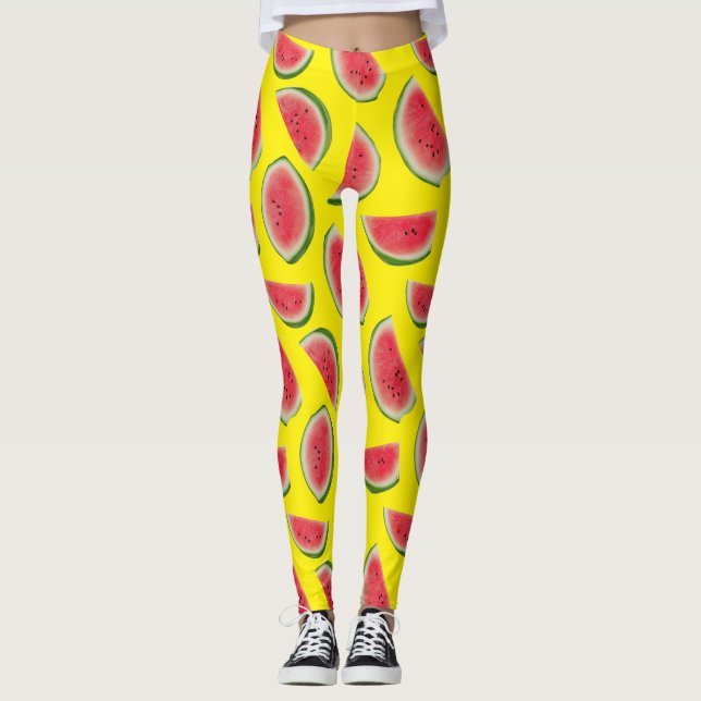 Realistic Watermelon Slice Pattern Design Leggings (Vorderseite)