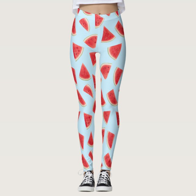 Realistic Watermelon Slice Summer Pattern Leggings (Vorderseite)