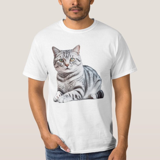 Realistisch American Shorthair Print - Feline Kout T-Shirt (Vorderseite)