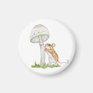 Realistisch eine lustige Feldmaus und Pilz Magnet