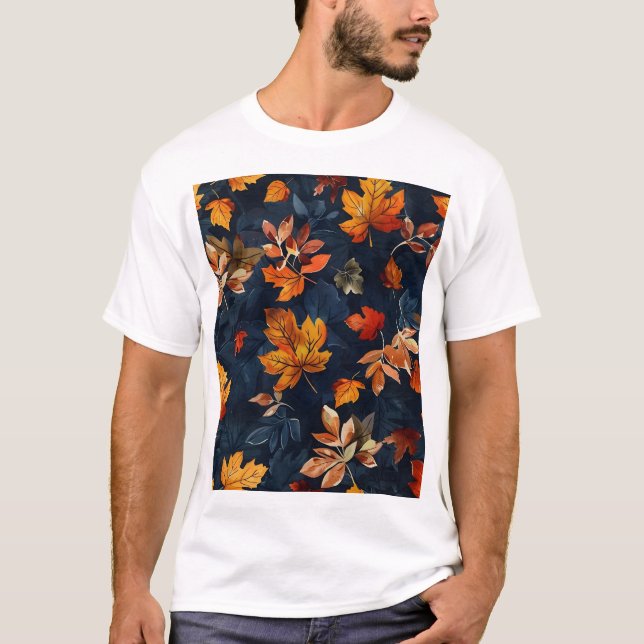 Realistisch gezogenes Leaf-Muster T-Shirt (Vorderseite)