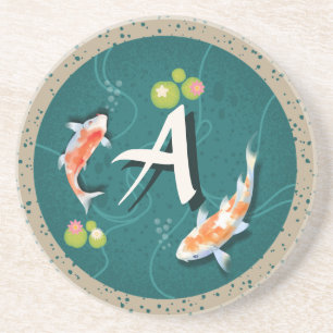 Realistisch grüner japanischer Koi-Fischteich Getränkeuntersetzer