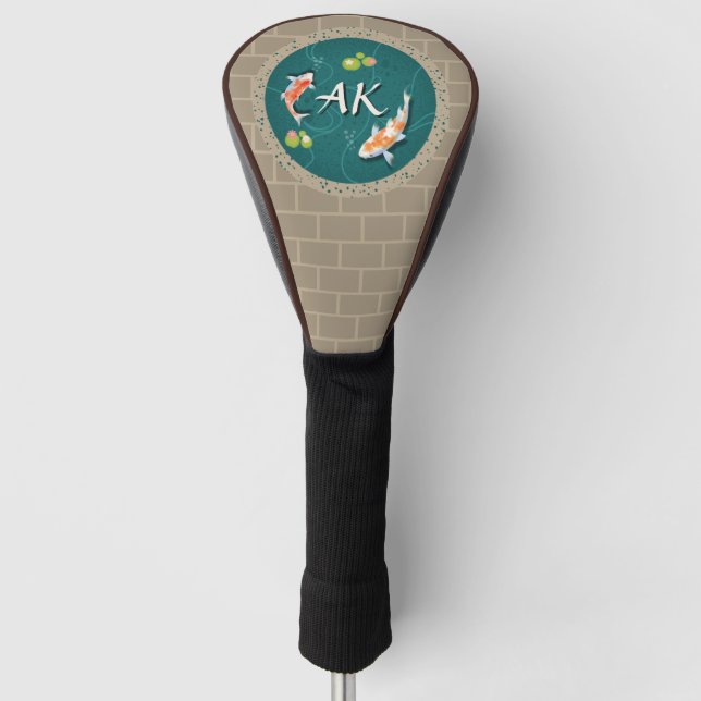 Realistisch grüner japanischer Koi-Fischteich Golf Headcover (Vorderseite)