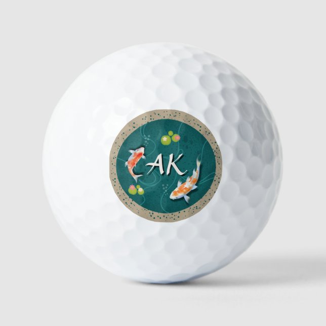 Realistisch grüner japanischer Koi-Fischteich Golfball (Vorderseite)