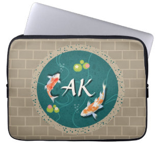 Realistisch grüner japanischer Koi-Fischteich Laptopschutzhülle