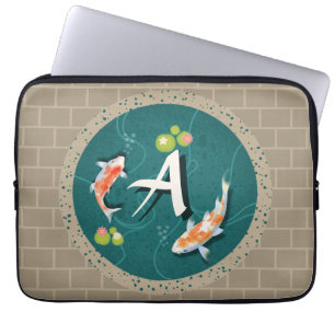 Realistisch grüner japanischer Koi-Fischteich Laptopschutzhülle