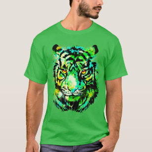 Realistisch grünes Tiger Bengalisch Tiger Augen T-Shirt