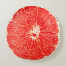 Realistisch Pink Grapefruit Slice Rundes Kissen