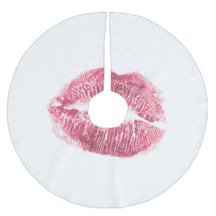 Realistisch rosa Lippen, abgeschiedener Kuss Polyester Weihnachtsbaumdecke