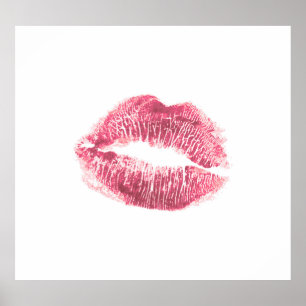Realistisch rosa Lippen, abgeschiedener Kuss Poster