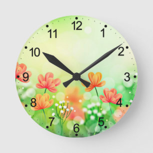 Realistisch verschwommener Frühling - Hintergrund- Runde Wanduhr