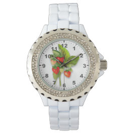 Realistisch Zeichnend Erdbeere Armbanduhr