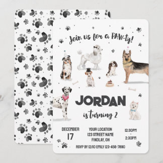 Realistische Aquarellhunde Geburtstagsparty, jedes Einladung