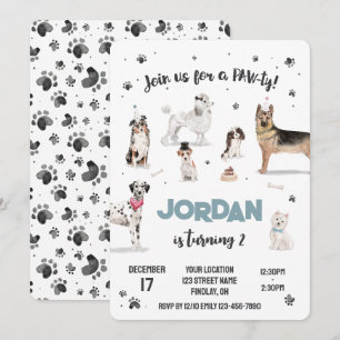 Realistische Aquarellhunde Geburtstagsparty, jedes Einladung