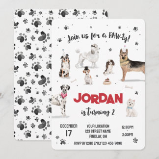 Realistische Aquarellhunde Geburtstagsparty, jedes Einladung