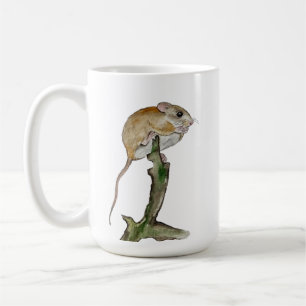 Realistische Aquarellmaus in einem Baum Kaffeetasse