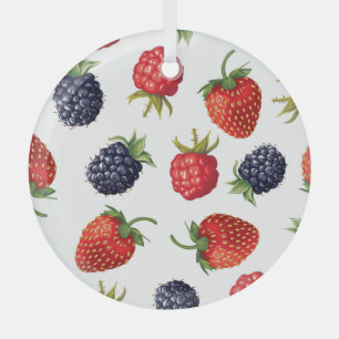 Realistische Berries Köstliches nahtloses Muster Ornament Aus Glas