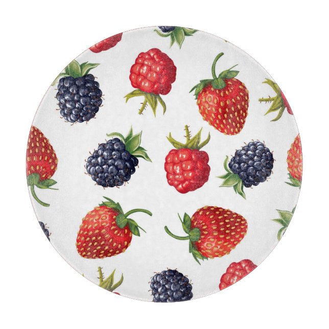 Realistische Berries Köstliches nahtloses Muster Schneidebrett (Vorderseite)