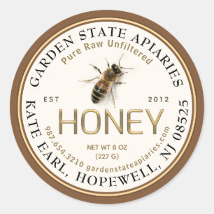 Realistische Biene Reine Rohmilch aus der Region Runder Aufkleber