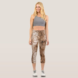 Realistische Birch Tree Bark Texture Capri Leggings