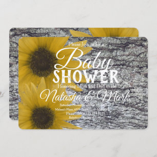 Realistische Birchwood Sunflowers Baby Dusche Einladung