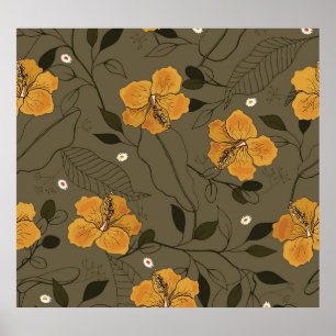 Realistische Blume: Vintag nahtlos Poster