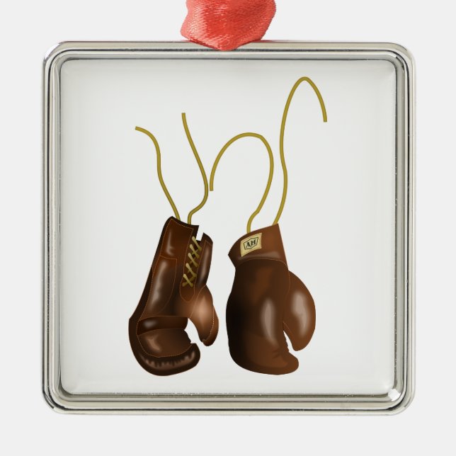 Realistische Boxhandschuhe Silbernes Ornament (Vorne)