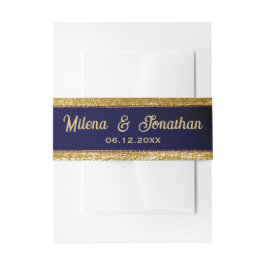 Realistische Burlap Textur Rustic Gold & Navy Blue Einladungsbanderole