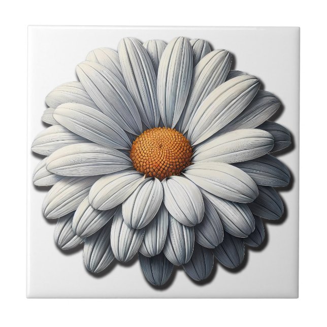 Realistische Daisy Blume Art Tile Fliese (Vorderseite)