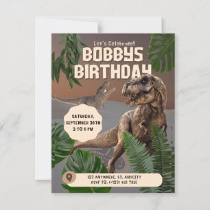 Realistische Diniosaur Geburtstagseinladung Einladung