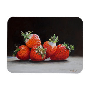 Realistische Erdbeeren Stillleben Ölgemälde Magnet