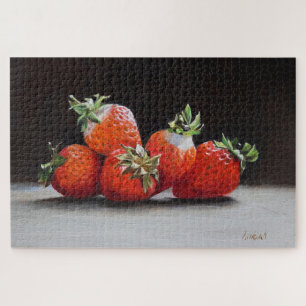 Realistische Erdbeeren Stillleben Ölgemälde Puzzle