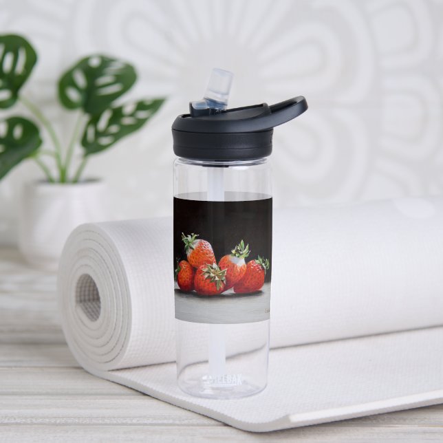 Realistische Erdbeeren Stillleben Ölgemälde Trinkflasche (Yoga (gedreht))