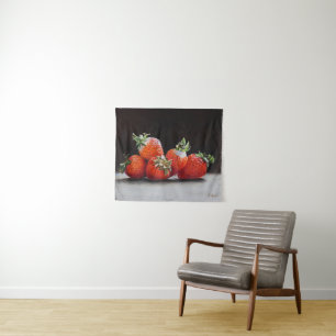Realistische Erdbeeren Stillleben Ölgemälde Wandteppich