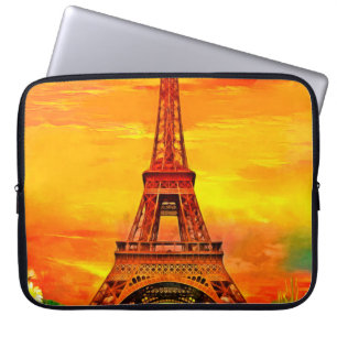 realistische farbige Ölmalerei auf dem Eiffelturm Laptopschutzhülle