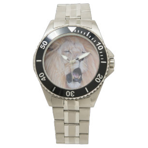 Realistische Gemälde von großen Katzenbrüller Armbanduhr