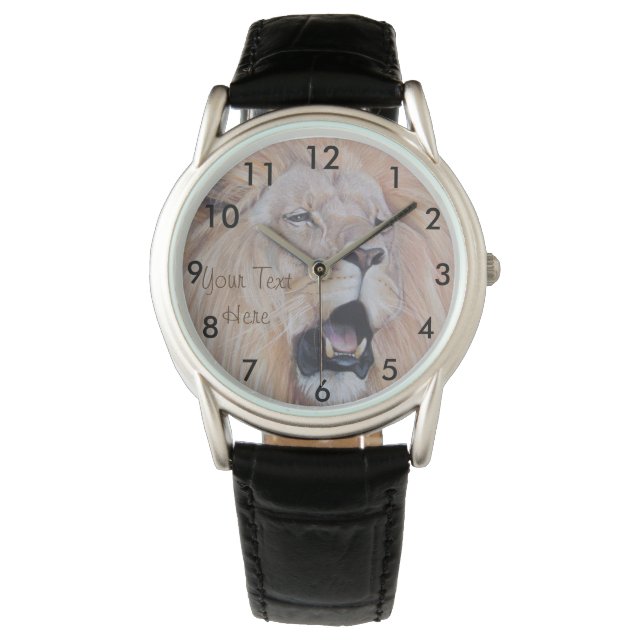 realistische Gemälde von großer Katzenbrüllerin Armbanduhr (Vorderseite)