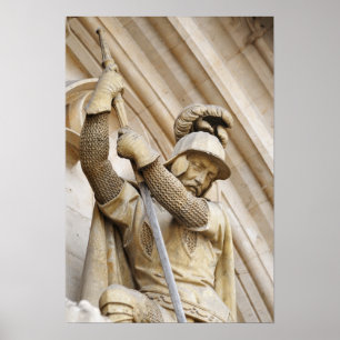 Realistische gotische Statue mit Fassaden Poster