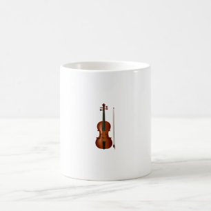 Realistische Grafik der Violine und des Bogens Tasse